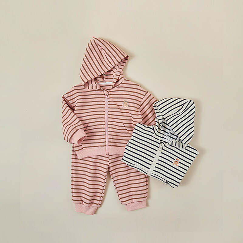 Baby long sleeve striped hoodie set