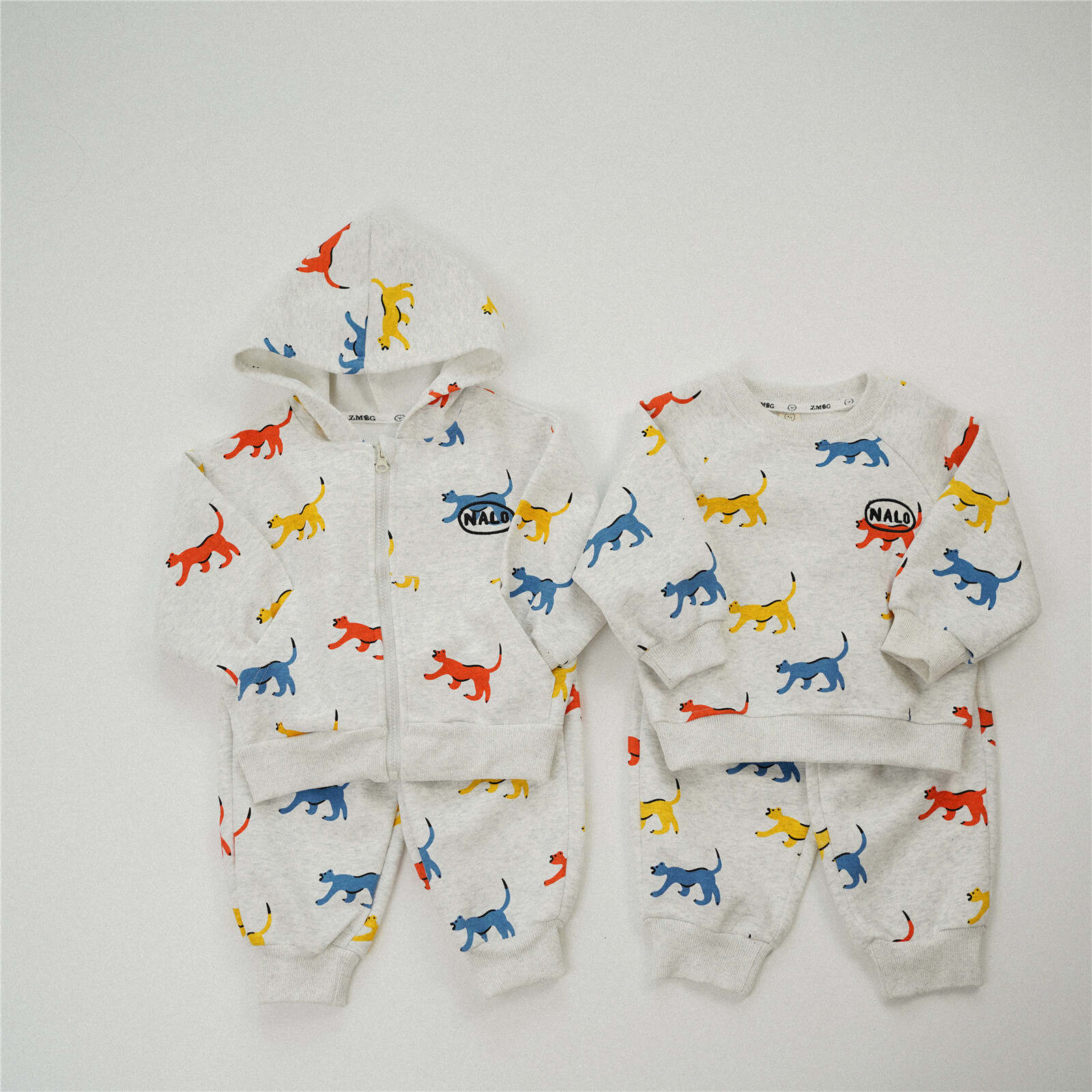 Boys' printed zipper cardigan sweatpants kid's two-piece set