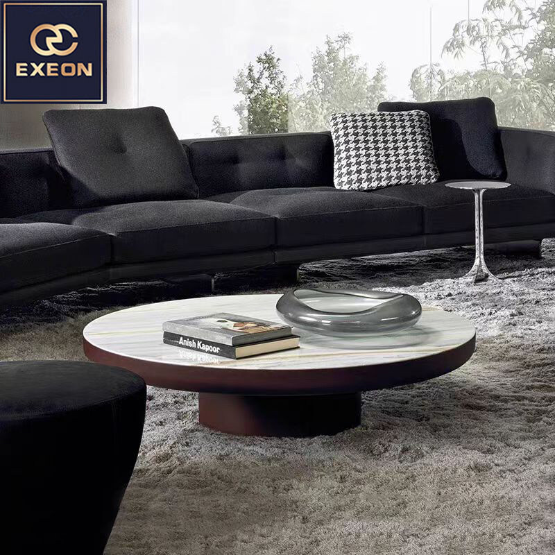 Modern minimalist light luxury luxury natural marble round coffee table