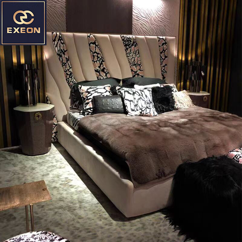 Italian light luxury luxury leather double bed