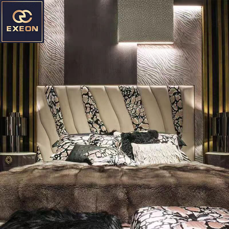 Italian light luxury luxury bedroom leather high-grade double bed