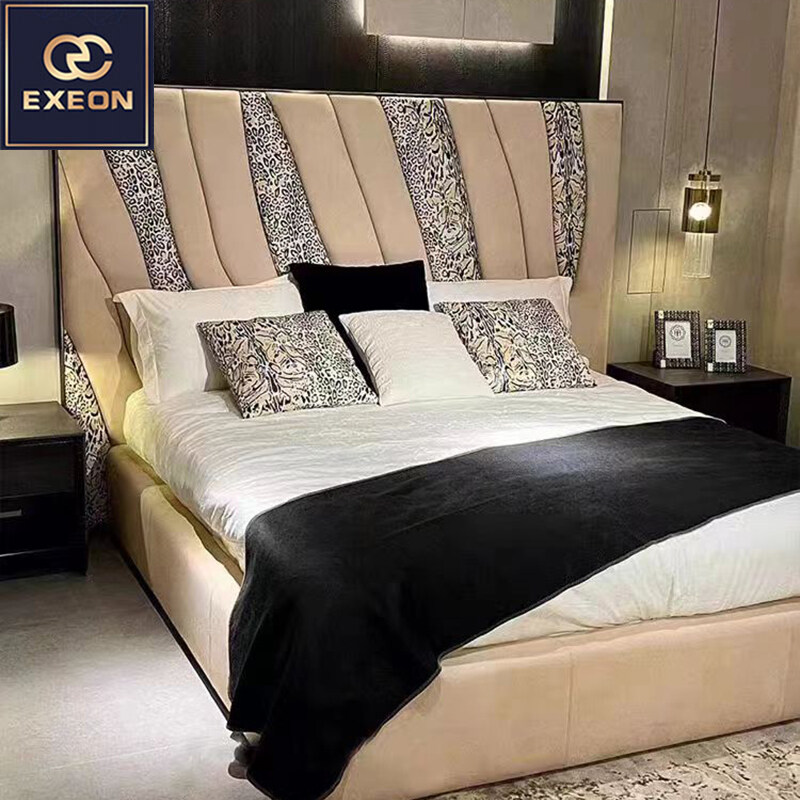 Italian light luxury luxury leather double bed