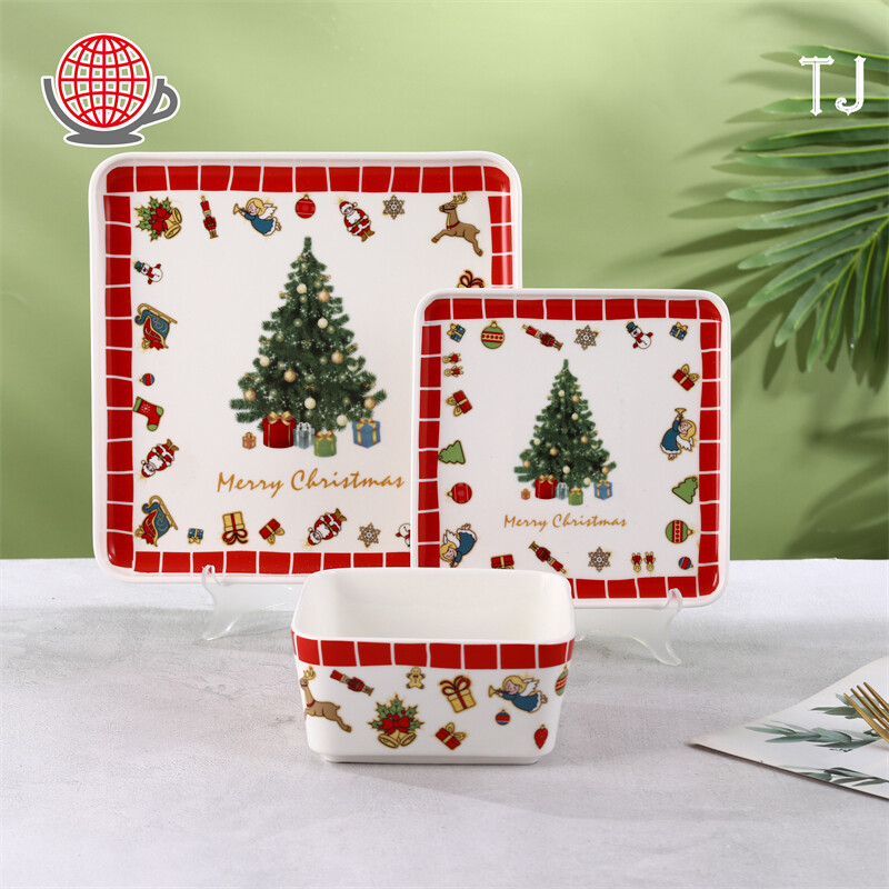 christmas tree tableware, dish and bowl set, fine porcelain china