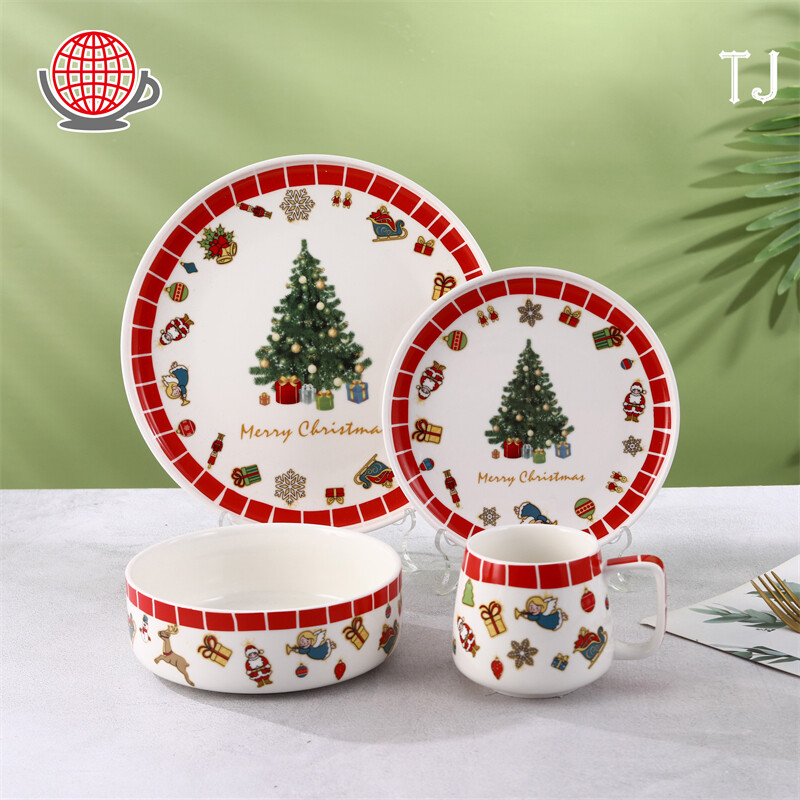 christmas tree tableware, dish and bowl set, fine porcelain china