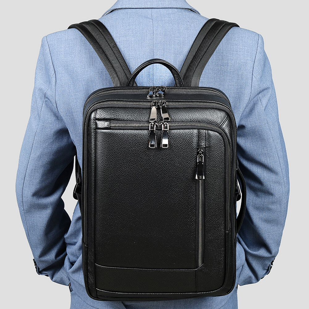 NIUCUNZH Genuine Leather Men Business Backpack Leather Travel Backpack Leather Laptop Backpack for Men