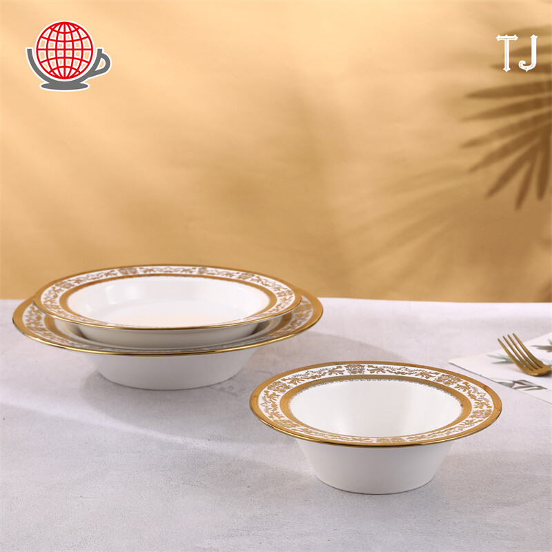 decorative dinnerware, white and gold dinner plates, chinese porcelain dishes