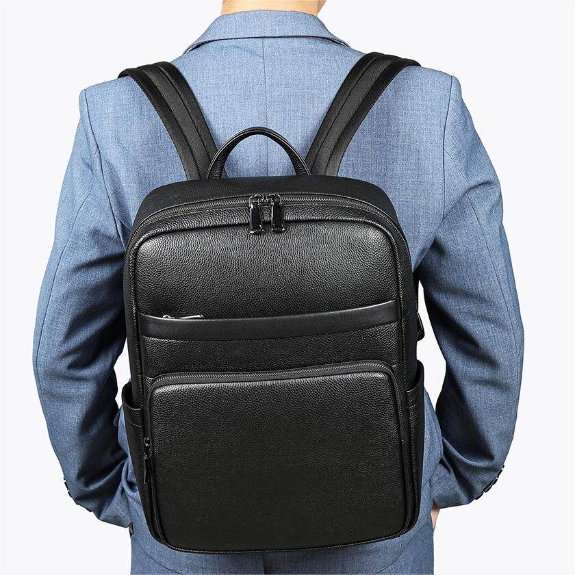 NIUCUNZH Men Genuine Leather Business Laptop Backpack Large Capacity Travel Backpack 15 inch Laptop Bag Leather Backpack Men