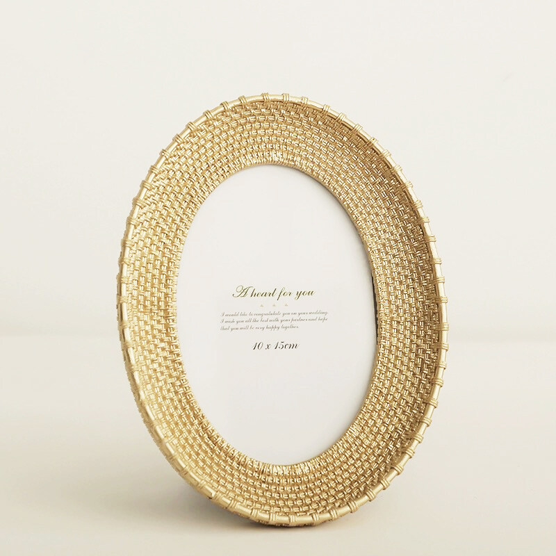 4x6" Gold Luxury Resin Round Photo Frame Display Frame for Home and Wedding Photo Frame and Decoration