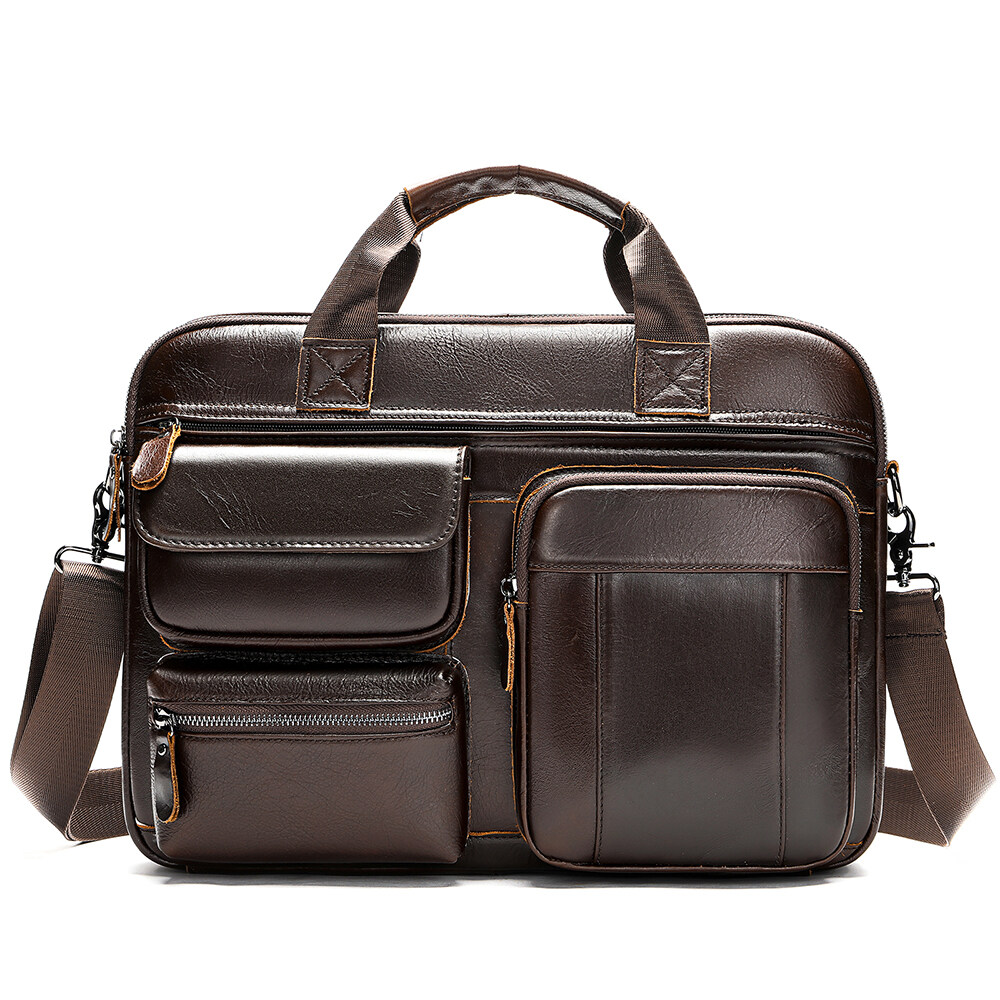 NIUCUNZH Men's Leather Messenger Bag Business Briefcase Computer Handbag Genuine Leather Laptop Briefcase Leather Briefcase Men