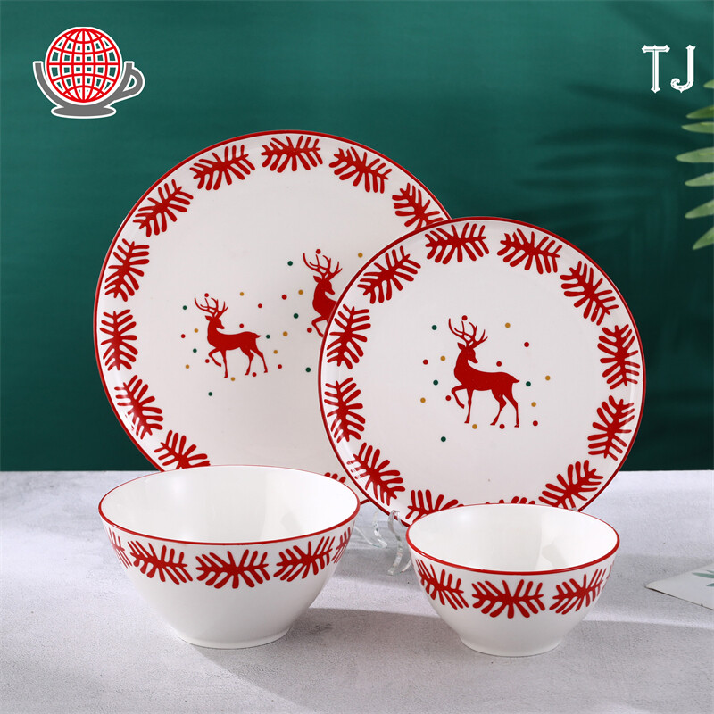 red and white dinner set, tableware sale, christmas plates set