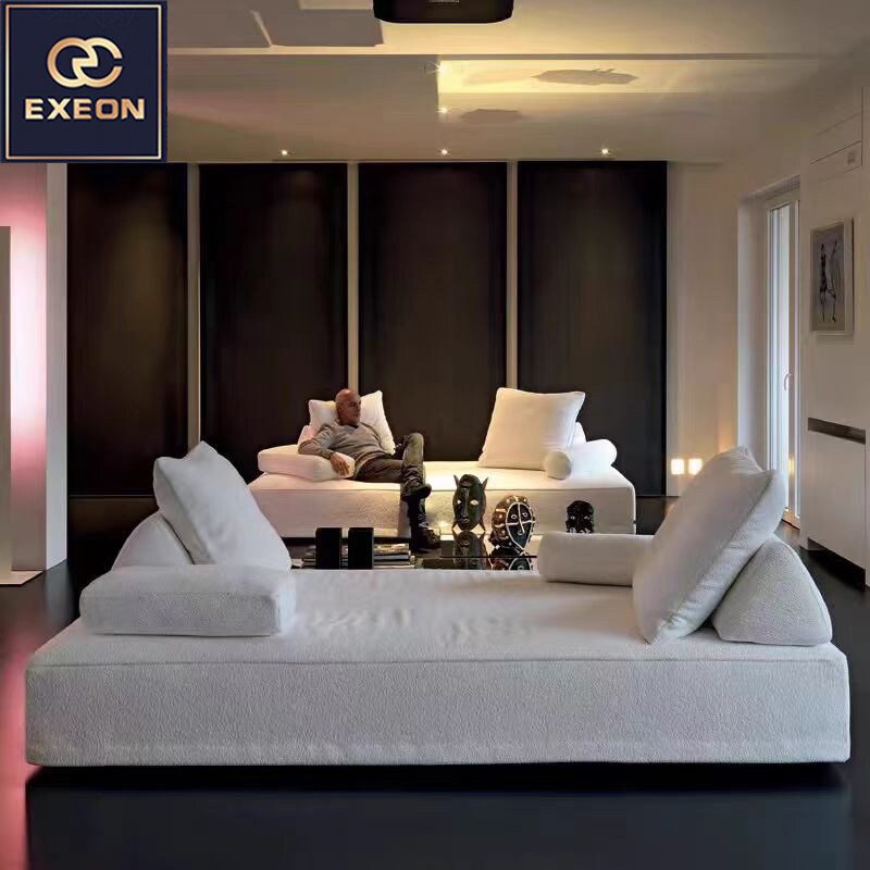 Italian design luxury lamb wool white lazy sofa