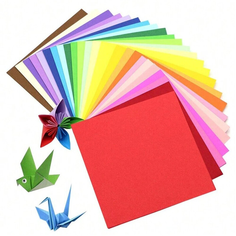 100 Sheets Coloured Origami Paper, 15x15cm 50 Assorted Colours Origami Set