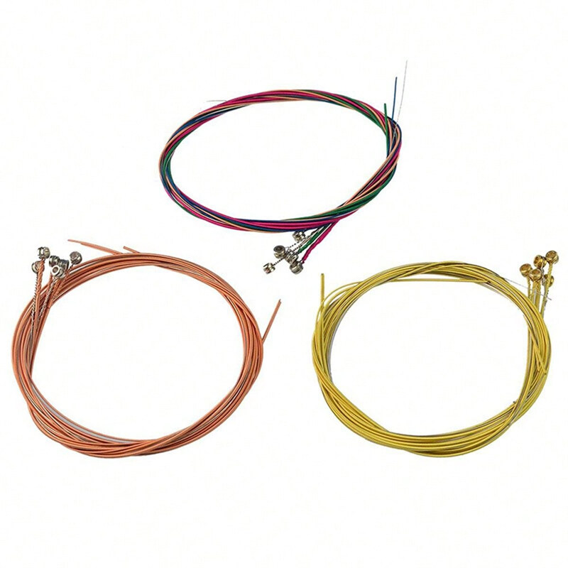 6pcs/set Acoustic Guitar Strings Folk Guitar Colorful Copper Accessories