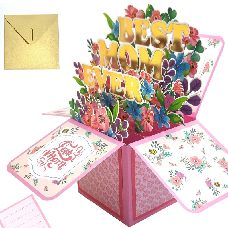 Best Mom Greeting Card 3d Pop Up Personalized Birthday And Mother's Day Card