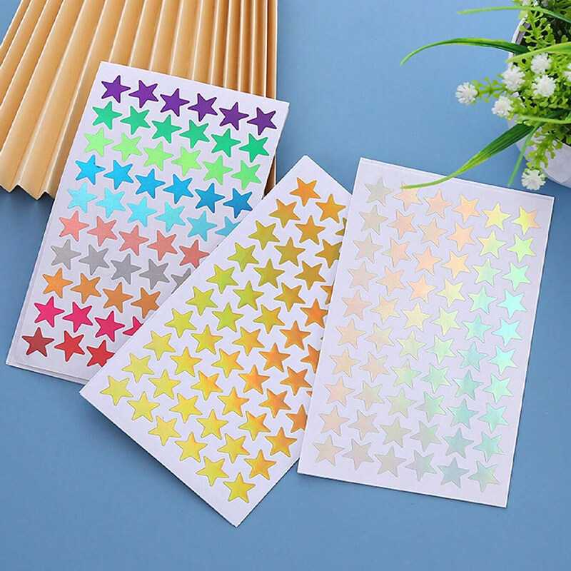 15pcs 3 Color Set Laser Star Shaped Glitter Stickers