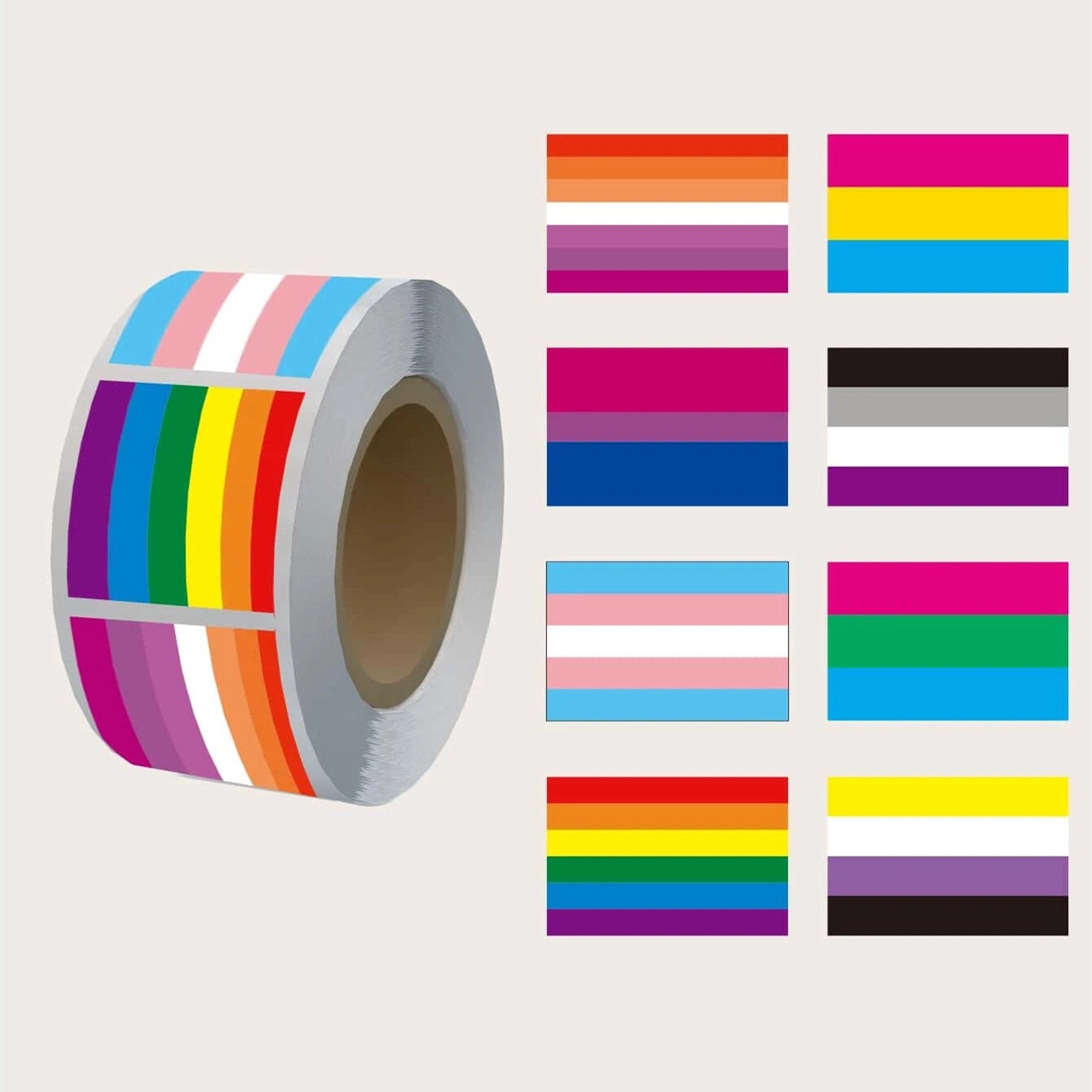 1roll LGBT Rainbow Stripe Pattern Sticker