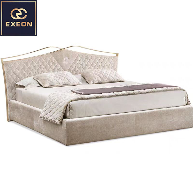 Italian style simple light luxury fabric luxury double bed