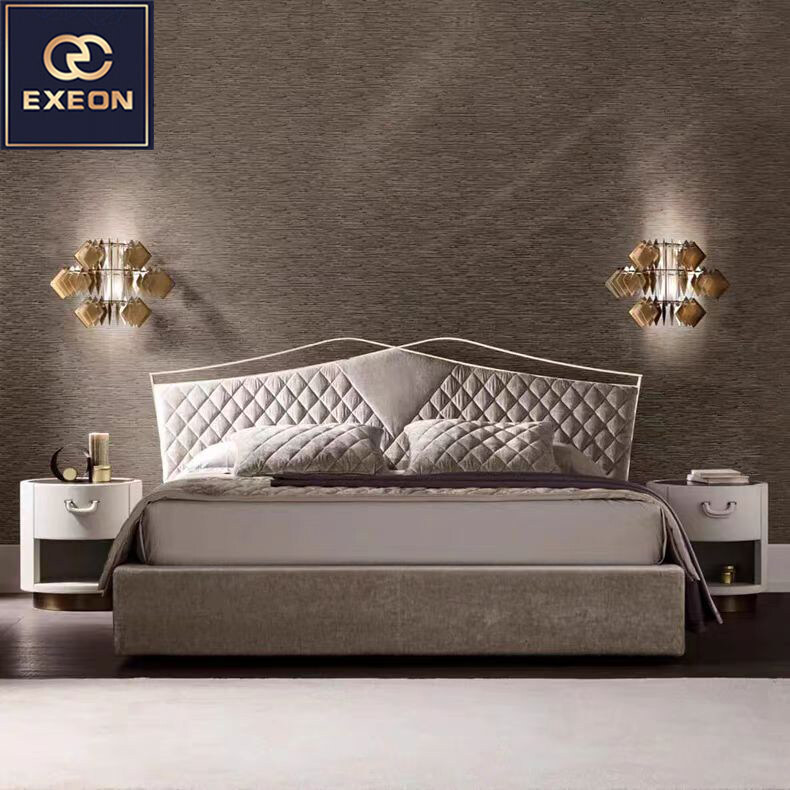 Italian style simple light luxury fabric luxury double bed