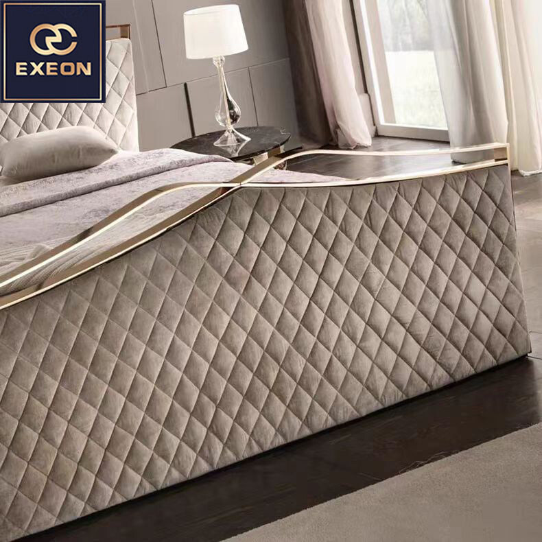 Italian style simple light luxury fabric luxury double bed