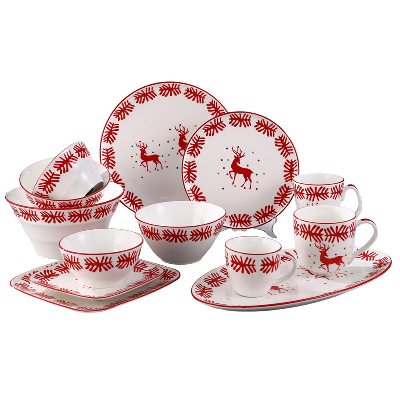 red and white dinner set, tableware sale, christmas plates set