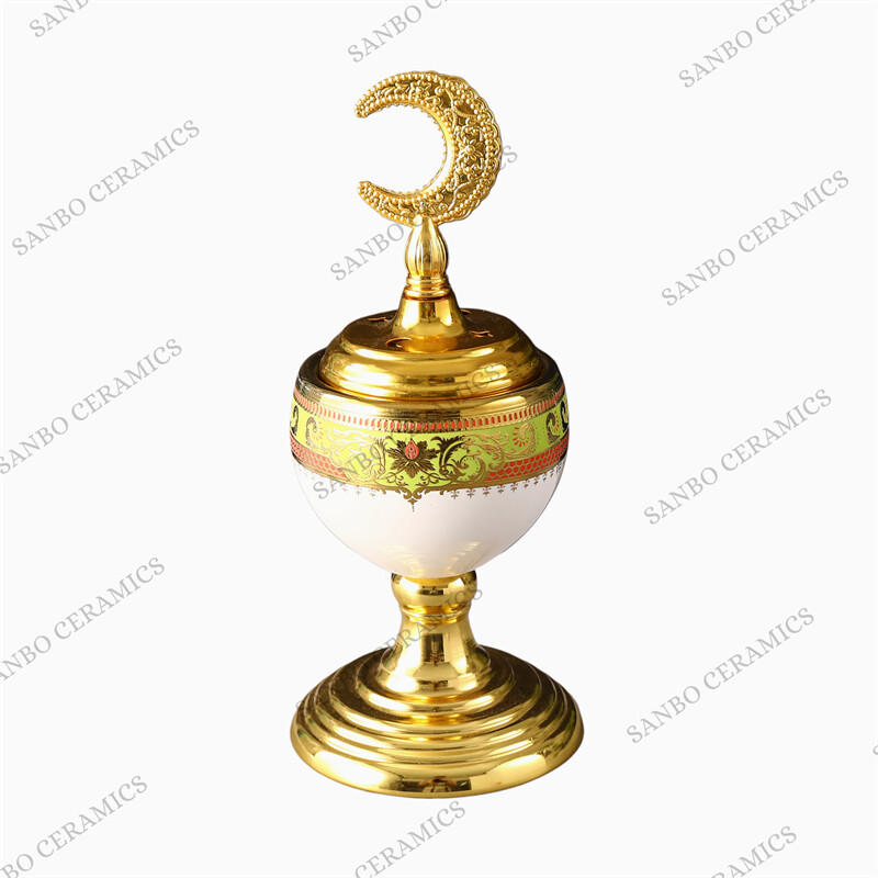 High-end Moon Incense Burner With Gold Stand