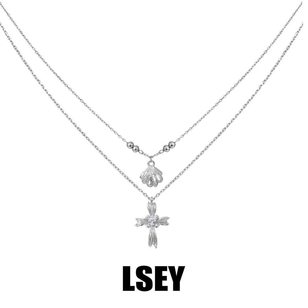 Niche personality ins cold wind advanced sense minimalist everything Fishtail cross S925 sterling silver necklace female