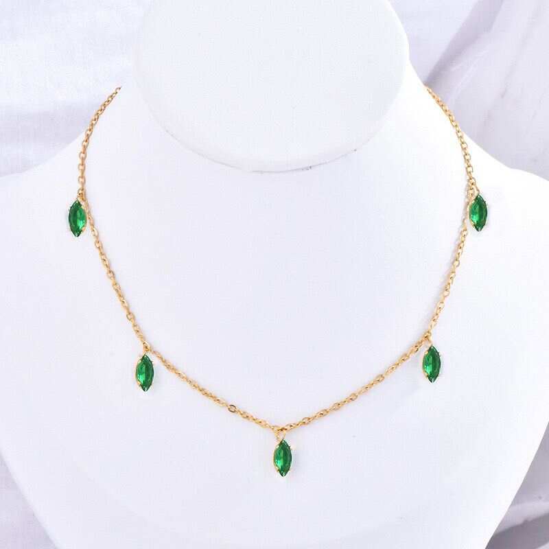 fashion jewelry water drop shaped zircon necklace full circle collarbone chain women's simple  collar accessory stainless steel