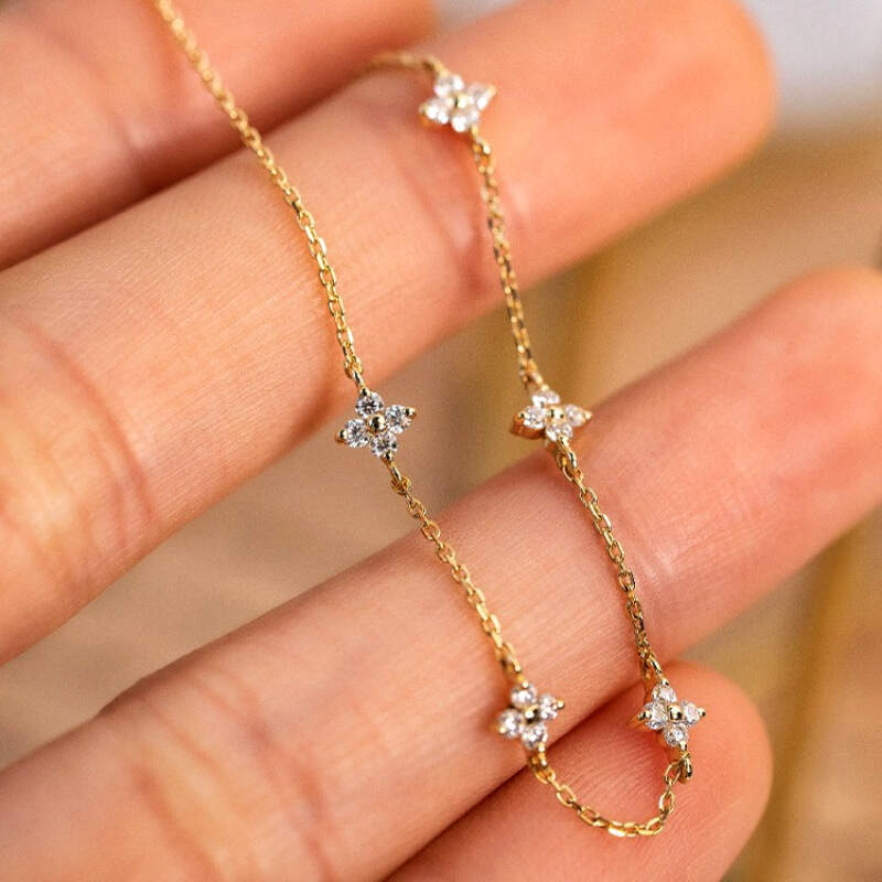 S925 silver plated 18-karat gold  full Star bracelet Simple zircon sterling silver female elegant commute