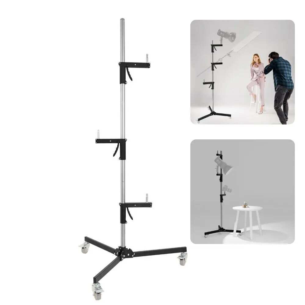 225cm Wheeled Column Stand With 1 Sliding Arm