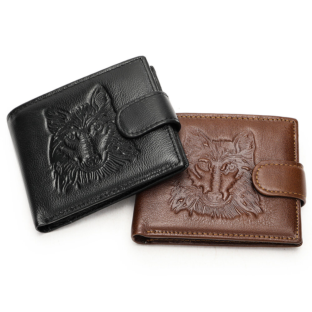 NIUCUNZH Men Bifold Wallet Coin Pocket with ID Window Leather Card Holder Wallet Genuine Leather Purse Men Leather Wallet