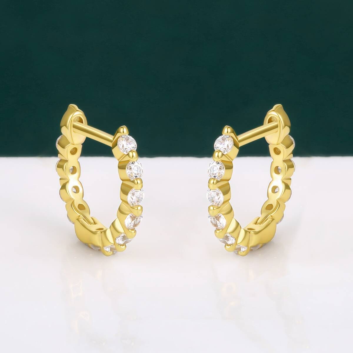 zircon hoop earrings, custom hoop earring, huggie hoop earrings, 18k gold plated hoop earrings