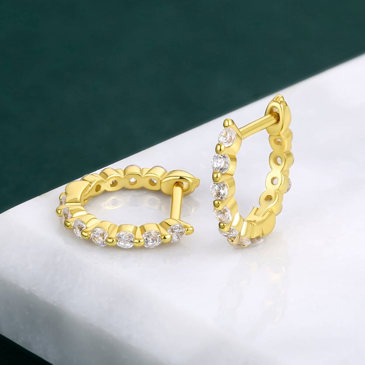 zircon hoop earrings, custom hoop earring, huggie hoop earrings, 18k gold plated hoop earrings