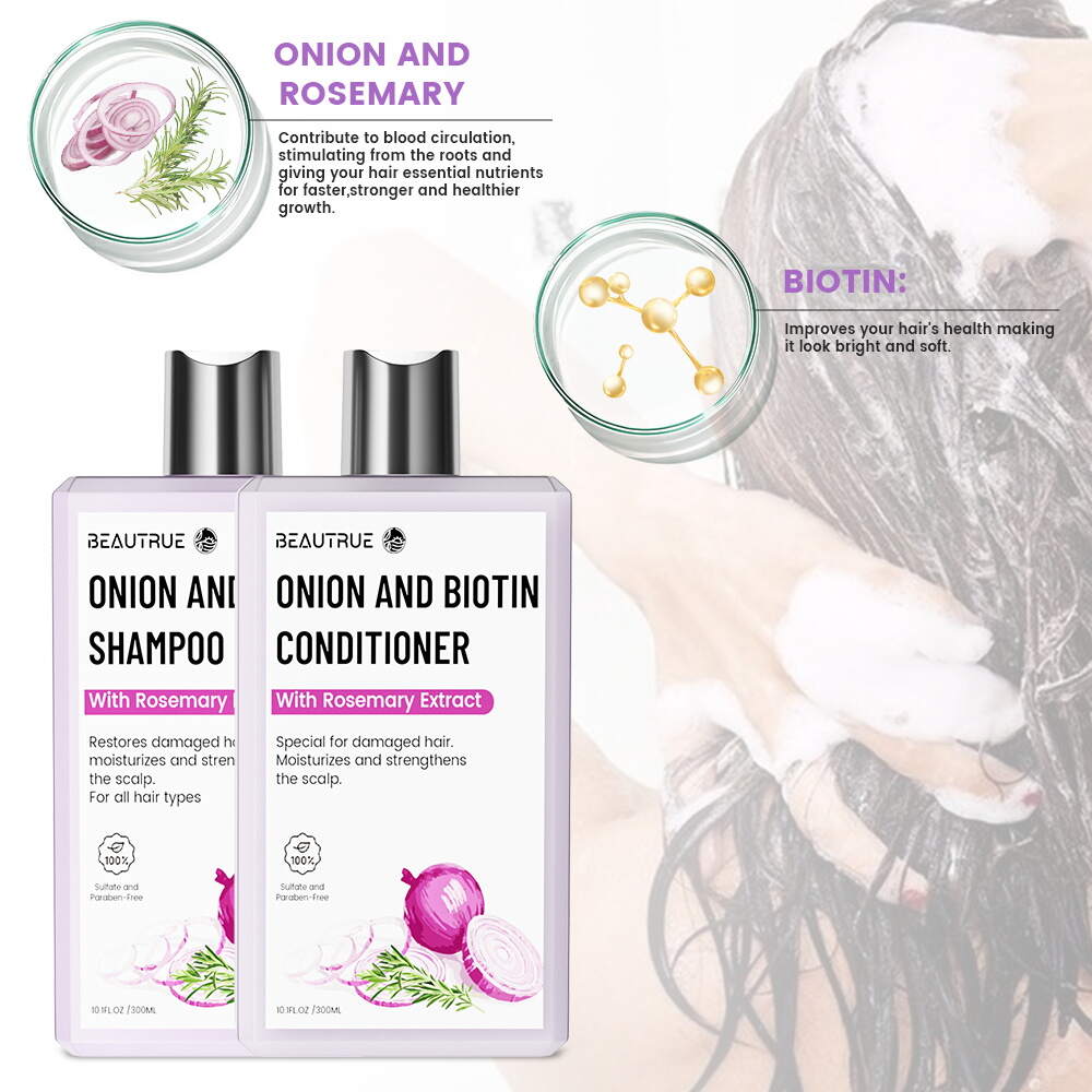 YOUR LOGO Onion Biotin Shampoo & Conditioner Set for Stronger Thicker and Longer Hair Soft and Shine Hair Loss and Thinning Hair