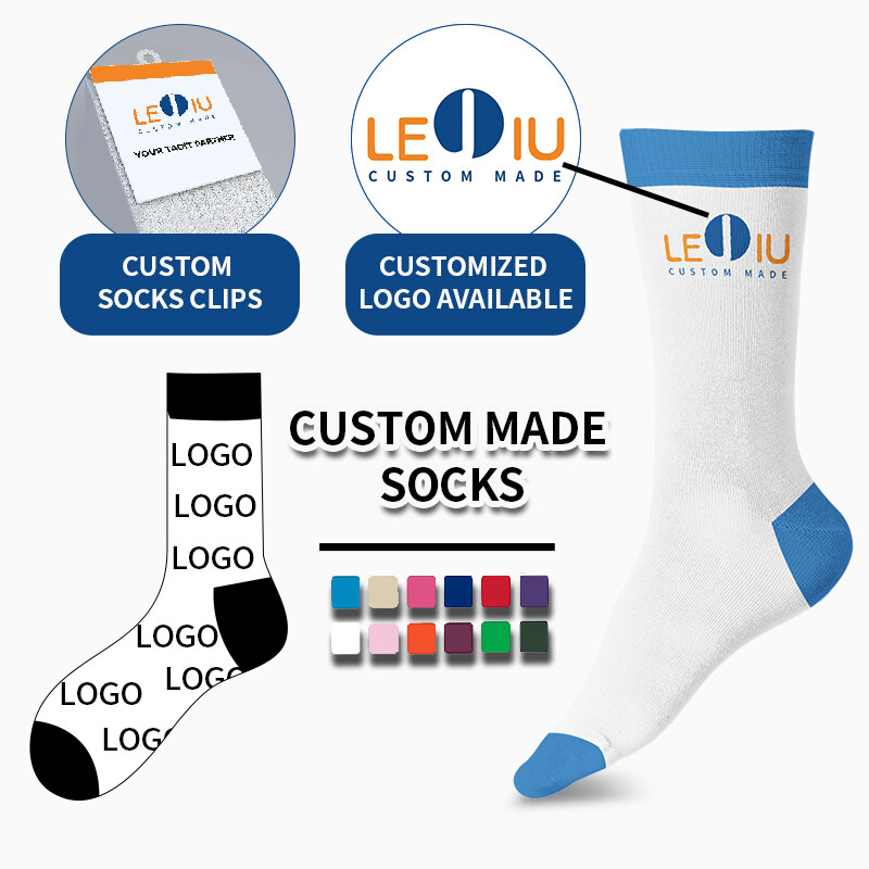 Customizable Men's Crew Socks Fashion Embroidery Knitted Business Logo Socks Antibacterial Breathable