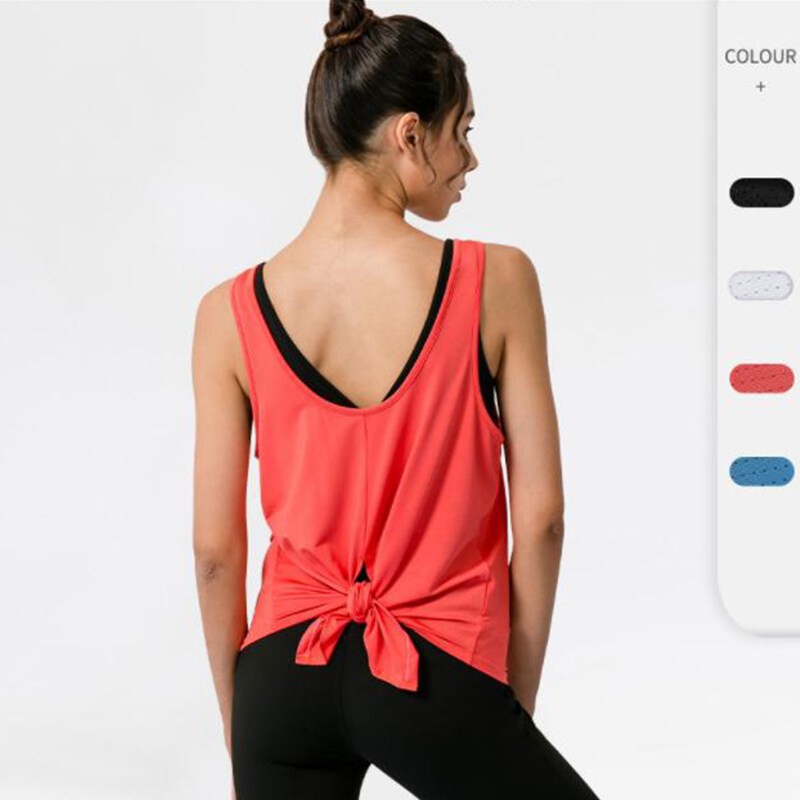 Sleeveless Asymmetric Split Back Hem Jacquard Cropped Casual Sports Tank top