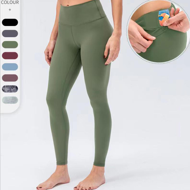 High Waisted Hidden Pocket Solid Yoga 7/8 Leggings