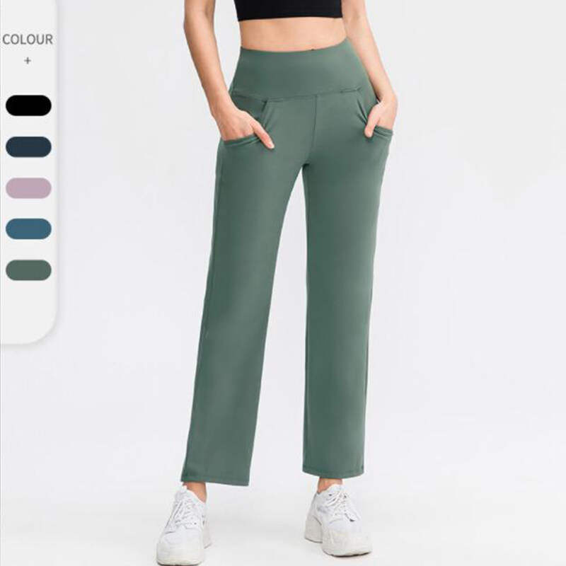 High Waisted Back Side Pocket Slim Work Pants