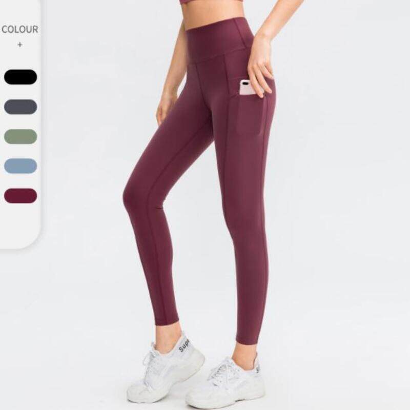 High Waisted Double Pockets Plain Leggings