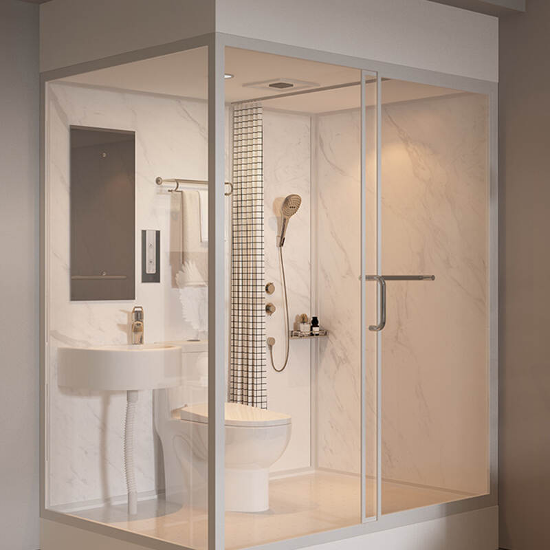 Creamy minimalist integrated shower room