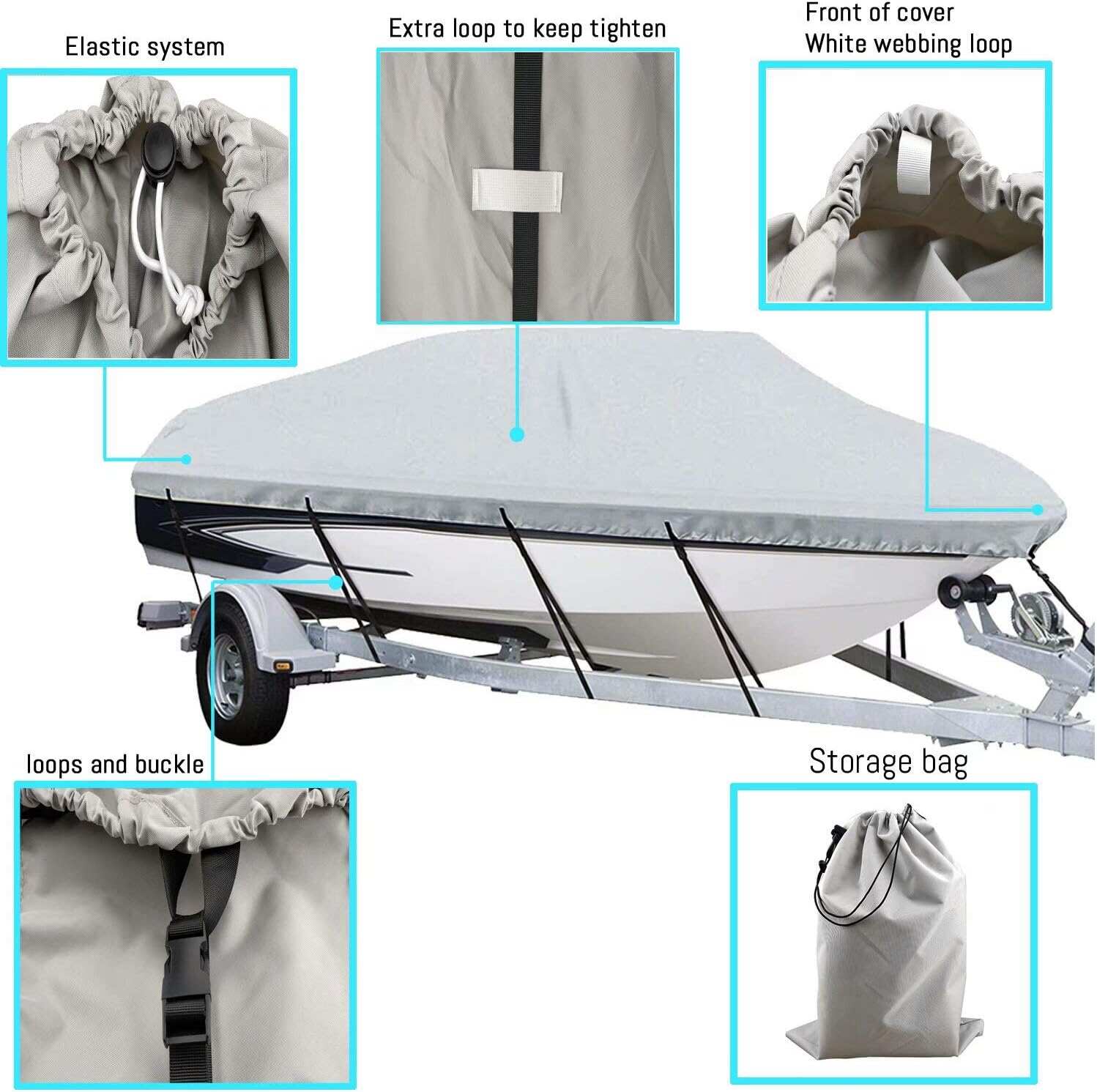 Waterproof Trailerable Boat Cover Sunproof