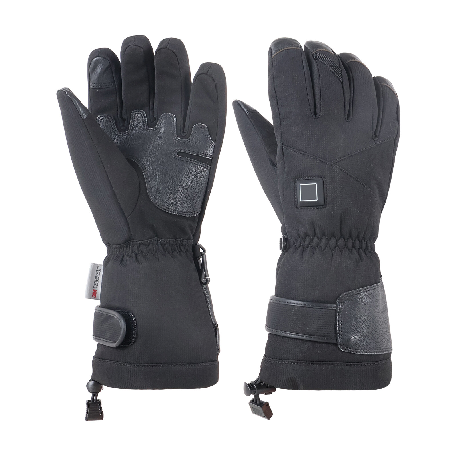 Unisex black electric gloves heating