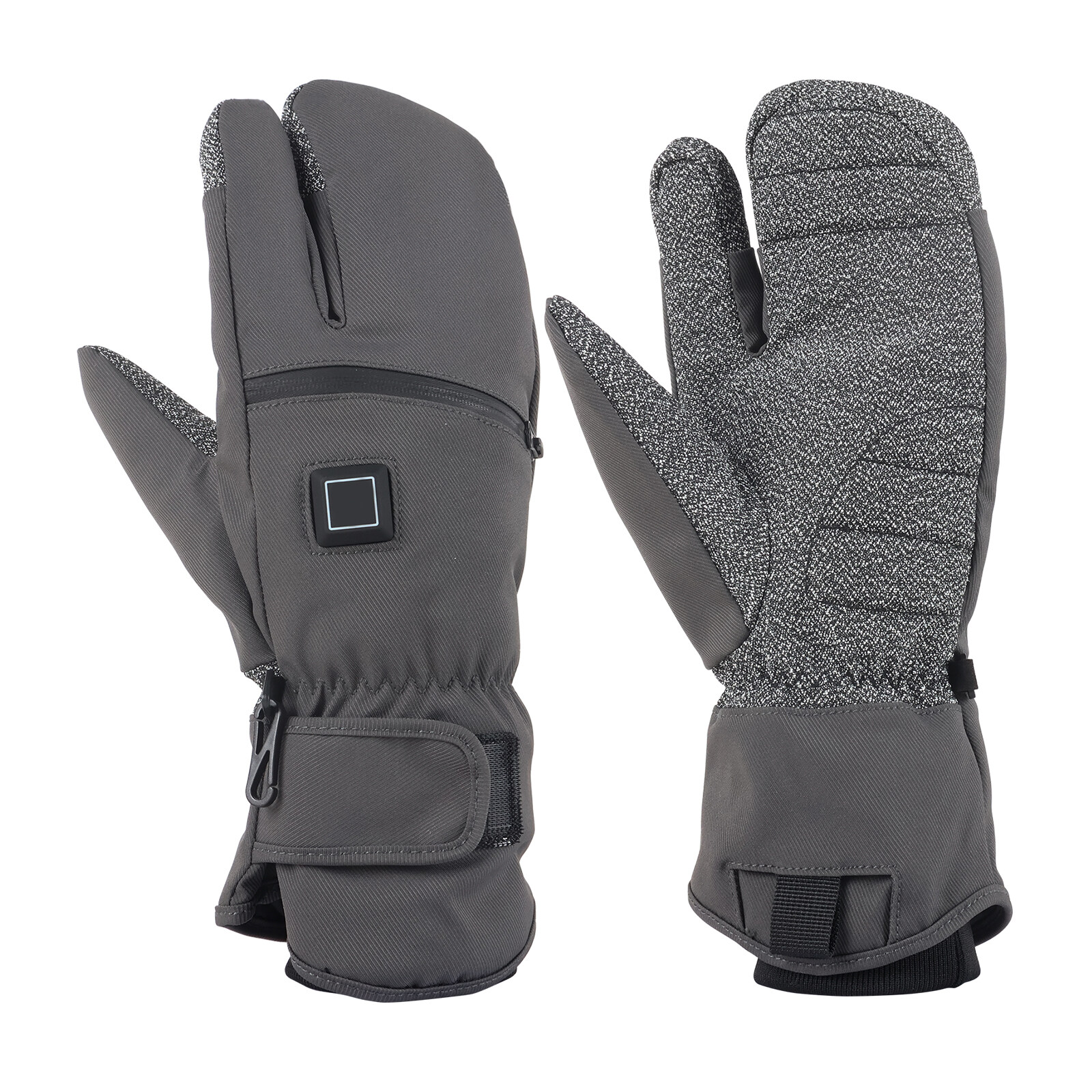 Unisex gray heated ski gloves