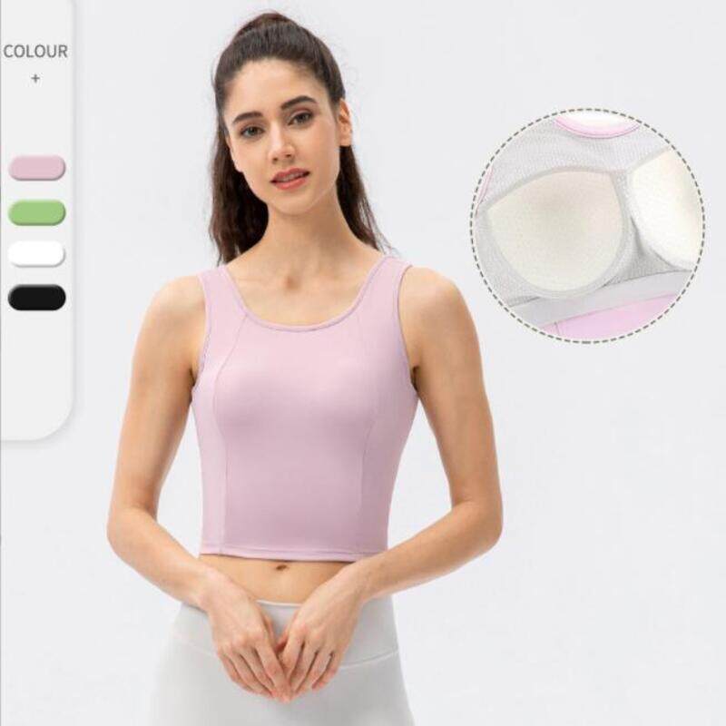 Non-removable pads U Neck Cropped Yoga Tank Top