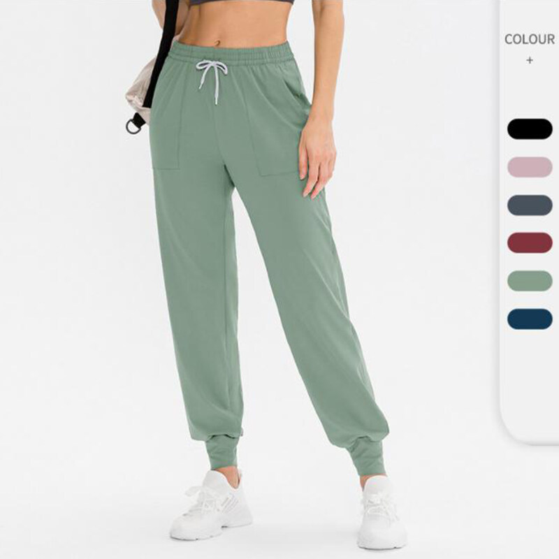 High Waisted Drawstring Side Pocket Plain Casual Sweatpants