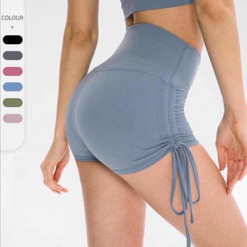 High Waisted Crossover Side Drawstring Yoga shorts