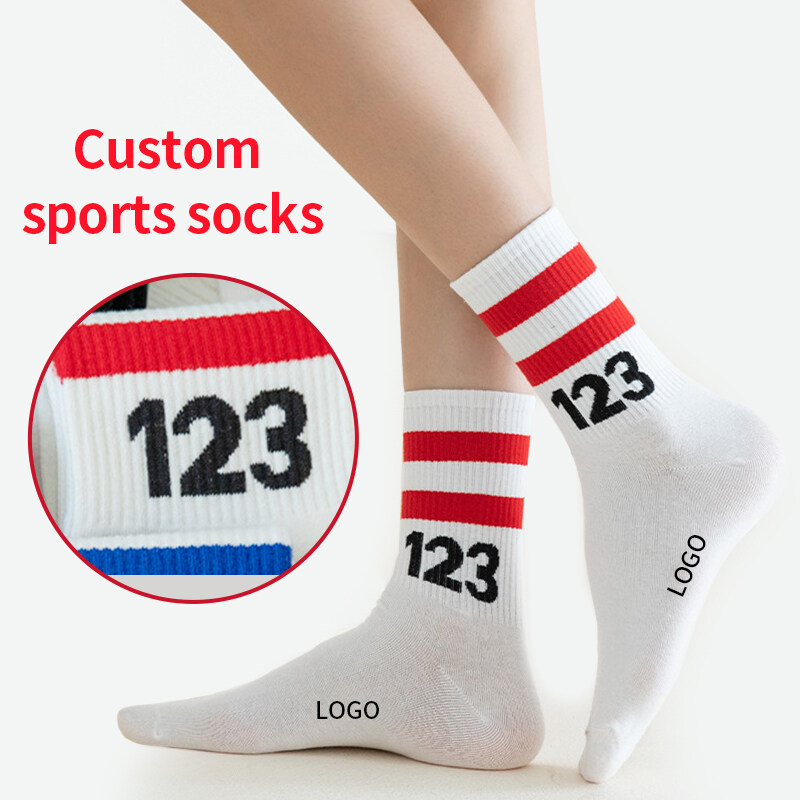 2024 Unisex High Quality 100% Cotton Sports Socks Customized Logo Design Sport Fun Casual Socks