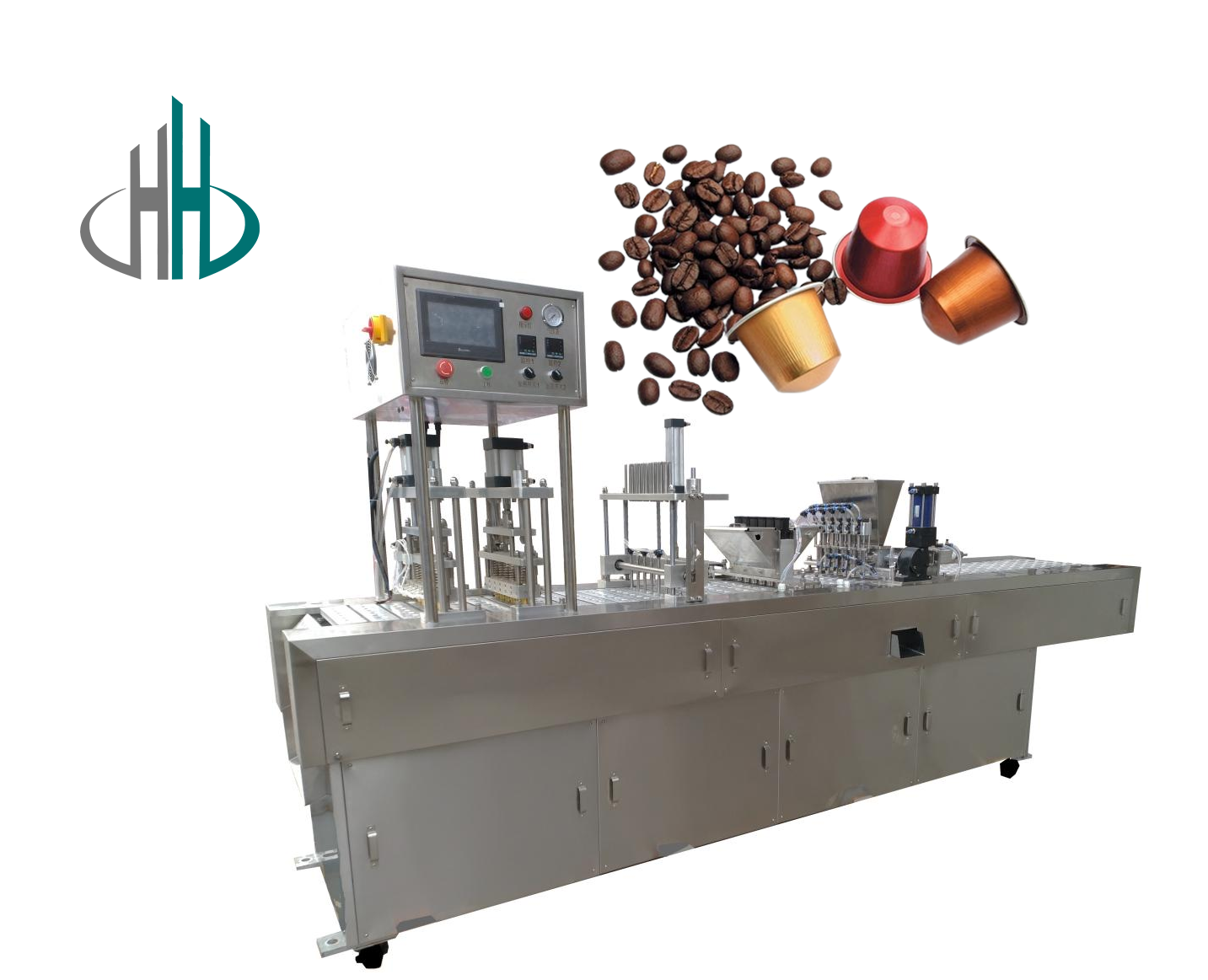 Coffee capsule filling and sealing machine