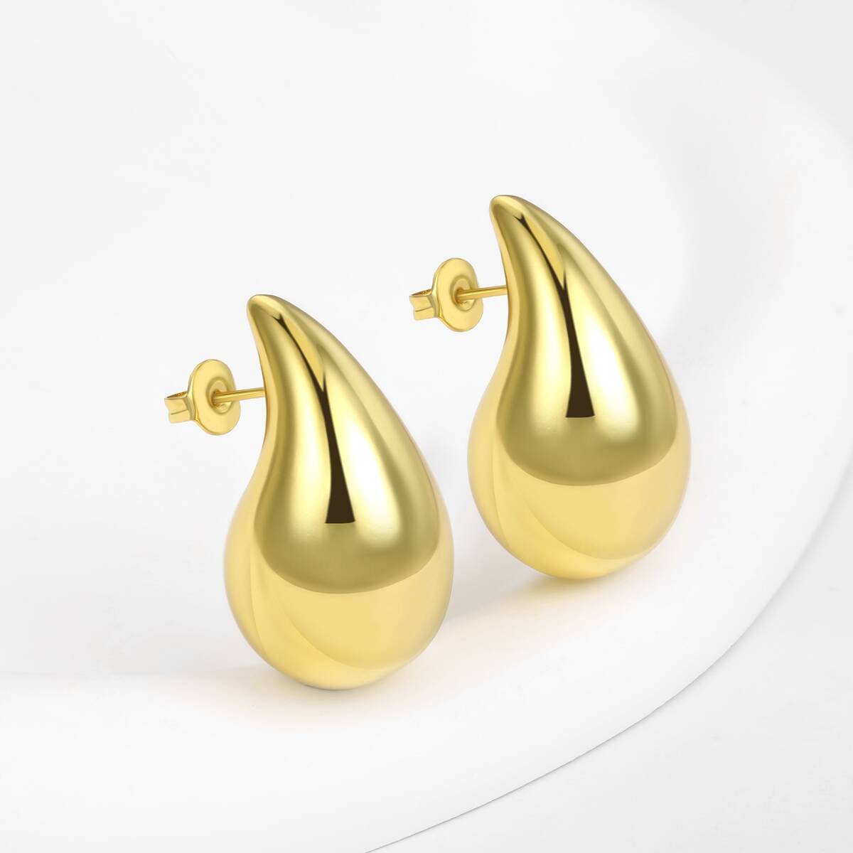 teardrop earrings, water drop earrings, stud earrings, chunky gold earrings