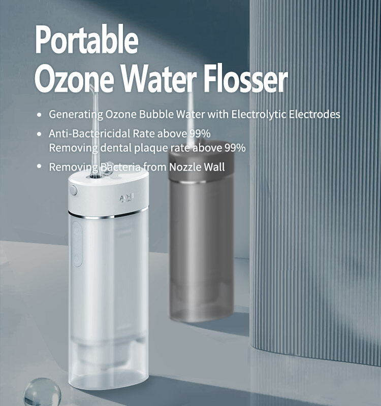 Portable oral irrigator AO3 ozone water flosser Electrolytic ozone generator dental water flosser cordless teeth cleaner