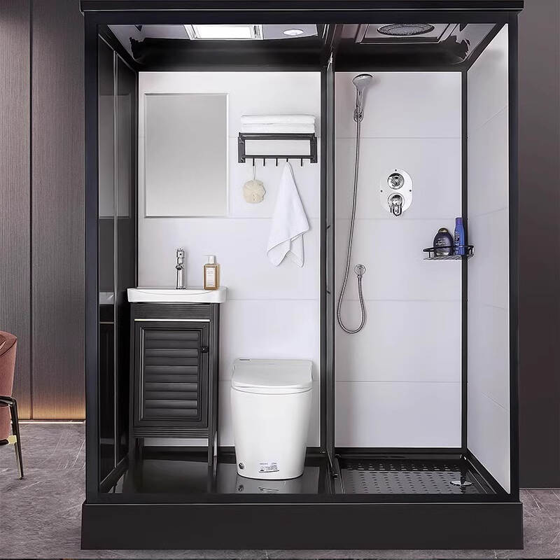 Integral enclosed toilet with closestool Tempered glass shower door Shower room